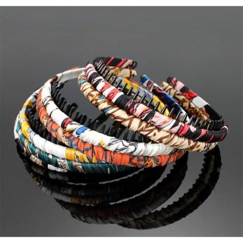 2021 Hair Accessories Wide Shiny Weaving Printing Hairbands Braided Headband Hair Hoop Fashion Hair Bands Bezel Headdress