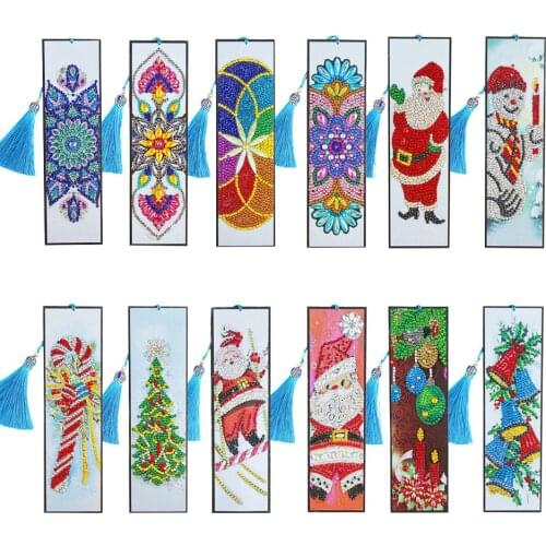 Diamond Painting Bookmark 5D DIY Rhinestone Diamond Art Leather Tassel Book Marks Mosaic Kit Diamond Embroidery Cross Stitch