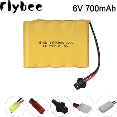 6v Battery SM/Tamiya plug For Rc toys Cars Tanks Robots Gun 700mah Ni-CD Battery AA 6v 700mah Rechargeable Batteries Pack 1PCS