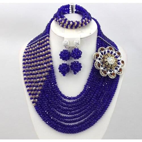 Free shipping! Nigerian African Wedding Beads Jewelry Set Crystal Bead Necklace Bracelet Earrings Jewelry Set Wholesale AEJ774