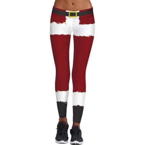 Free Shipping Merry Christmas Elf Leggings Womens Funny Stripe Printed Pattern Santa Leggings 3SZ60076