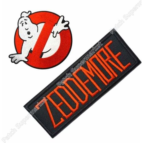 NO GHOST MOVIE LOGO Zeddemore NAME UNIFORM COSTUME IRON ON PATCH SET EMBLEM Halloween