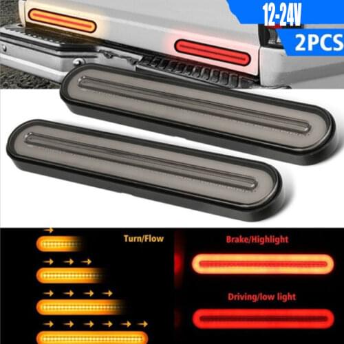 2Pc 12-24V Truck Trailer Side Light High Brake Light Tail Light Waterproof 4 Wire Two Color Integrated Flowing Water Turn Signal