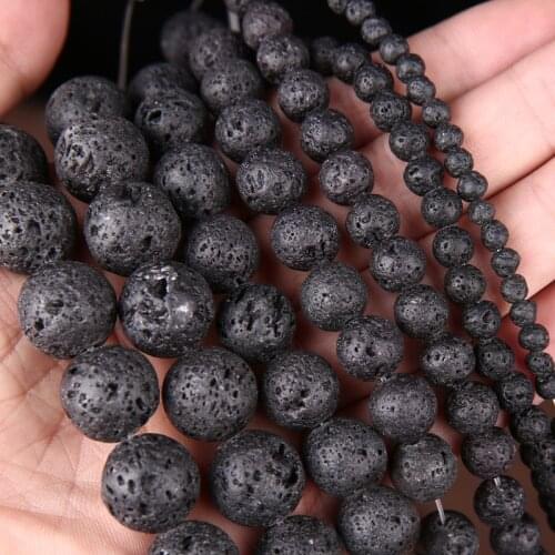 Black Volcanic Lava Beads 4/6/8/10/12/14/16mm Handmade 3A Volcanic Natural Beads Handmade For DIY Jewelry Components Making 1829
