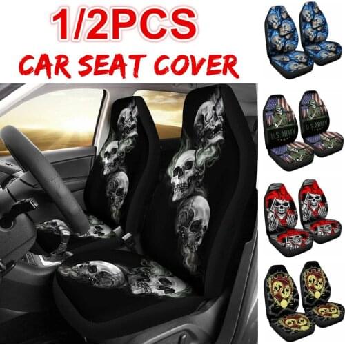 3D Skull Print Front Car Seat Cover Universal Protector Cushion Full For Most for Interior Accessories