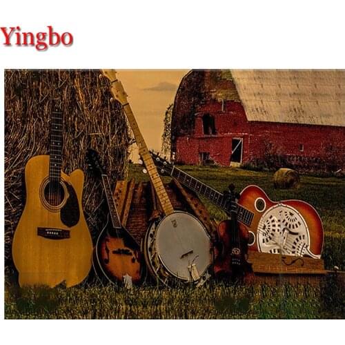 Home Decor Diamond Painting Musical Instrument Guitar DIY 5D Diamond Embroidery Cross Stitch Mosaic Square Resin Hobby Craft