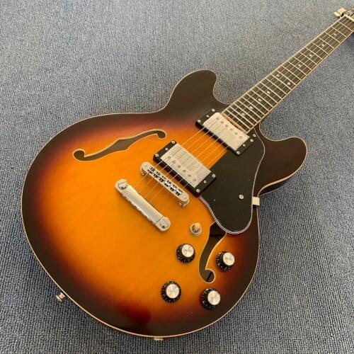 Jazz Hollow Body Electric Guitar,Rosewood fingerboard, Double F holes Semi gloss finish,tone-pro bridge Free shipping