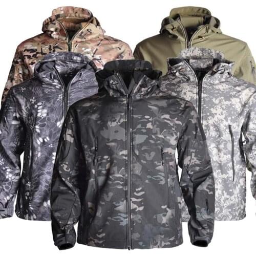 Mens Military Camouflage Fleece Jacket Shark Skin Soft Shell Military Tactical Jacket Multicam Male Camouflage 5XL windbreaker
