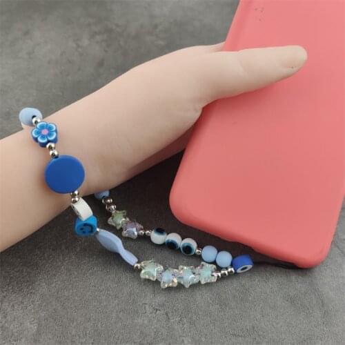 Fashion DIY Bead Bracelet Band Keychain Short Phone Case Lanyard Home Key Chain Car Key Ring For Women Kid Pendant Jewelry