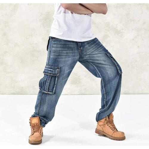 Straight Brand Mens Jeans Straight Blue Color Printed Jeans For Men Fashion Designer Large Size 30-46