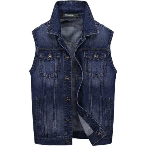 Mens Sleeveless Jacket Waistcoat Denim Vest Men Brand Motorcycle Style Mens Jean Coat Ripped Slim Fit Male Cowboy Vest M-3XL