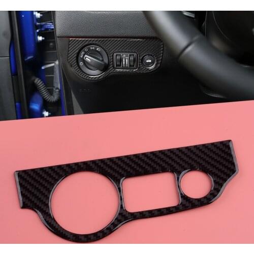 Black Carbon Fiber Car Headlight Switch Panel Cover Trim Sticker Fit For Dodge Charger Challenger 2015 2016 2017 2018 2019