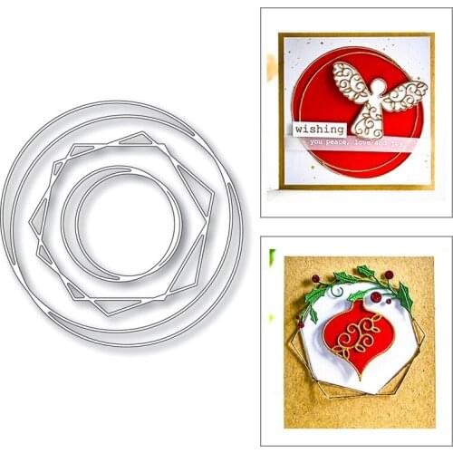 2020 New Round and Hexagon Layered Frame Background Metal Cutting Dies Cut For Making Greeting Card Paper Scrapbooking No Stamps