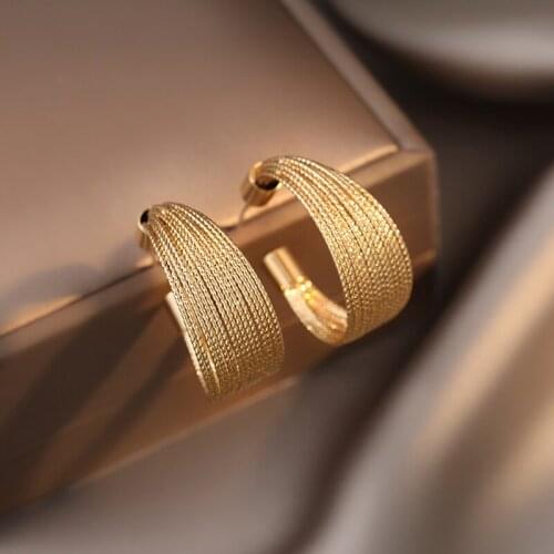 2021 New Gothic Golden C-shaped Elegant Earrings For Woman Fashion Korean Jewelry Party Girls Unusual Earrings Special Gifts