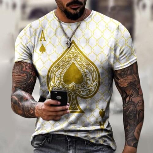 New Summer Fashion Men T-Shirts Poker Letter Print Short Sleeve O-Neck Pullover Top Casual T Shirt Male Plus Size Tee Streetwear