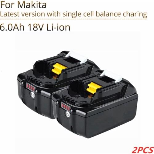 2PCS Original for Makita 18V 6000mAh Rechargeable Power Tools Battery with LED Li-ion Replacement LXT BL1860B BL1860 BL1850