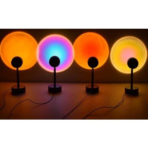 Usb Sunset Rainbow Red Projector Led Sun Projection Night Light For Bedroom Bar Coffee Store Wall Decoration Lighting