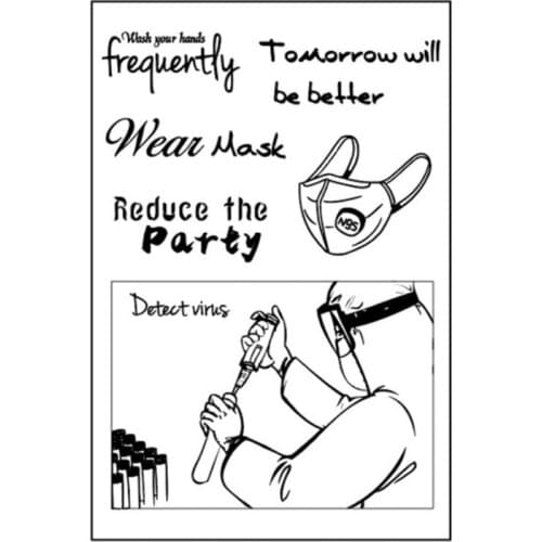 1pc Fight Pneumonia Transparent Clear Silicone Stamp Seal Scrapbooking Coloring Accessories Decorative Stencil Painting Template