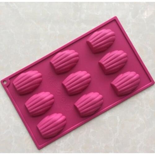 Silicone Mould Madeleine 9 Shell Pan, Cake Mold & Baking Mould, Cookies Candy, random colors, MF139