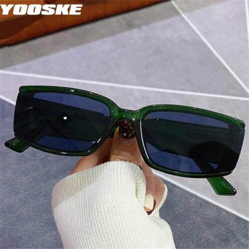 YOOSKE Brand Square Sun Glasses Luxury Small Rectangle Sunglasses Men Women Vintage 90s Classic Traveling Style UV400 Goggles
