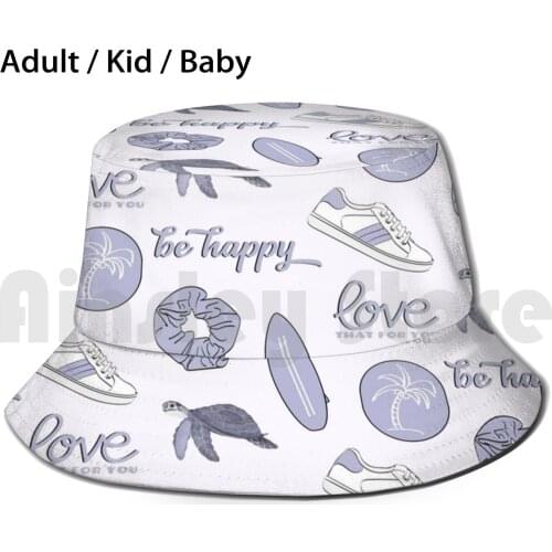 Light Purple Summer Beach Fun Sticker Pack Sun Hat Foldable UV Protection Surf Board Surfboard Turtle Sneaker Kicks