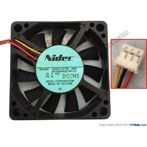 Nidec D05X-12TM 36B Server Cooling Fan DC 12V 0.10A 50x50x10mm 3-wire