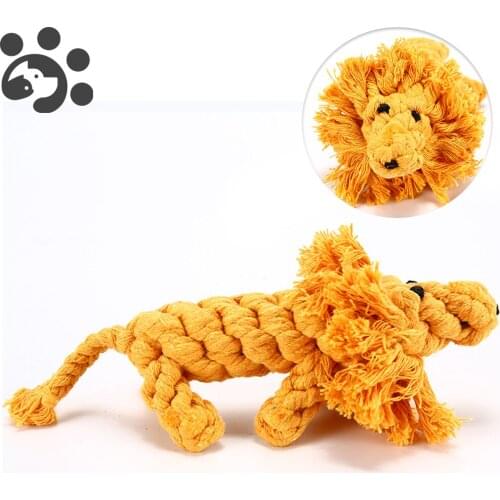 Dog Cotton Toy Ropes Bite Chew Pet Toys Handmade Lion Shape Durable Braided Rope For Dog Pet Tooth Cleaning And Molar TY0041