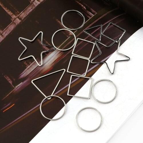 Vintage Mix Shape Antique Rose Gold Metal Hollow Frame Glue Blank Connector Charms Pendant DIY Jewelry Findings Accessories