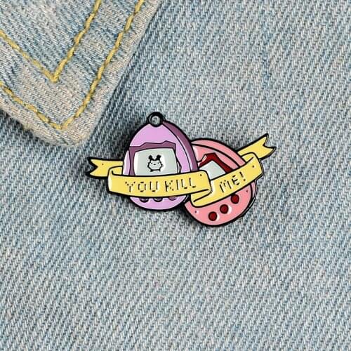 YOU KILL ME! Enamel Pins Custom Gashapon Brooches Lapel Pin Shirt Bag Game Badges Vintage Cartoon Old-School Jewelry Gift Kids