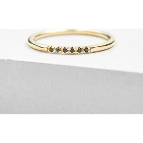 CANNER Mini Row Of Black Diamonds Ring 100% 925 Sterling Silver Anillos Gold Rings For Women Luxury Fine Jewelry Rings Bijoux