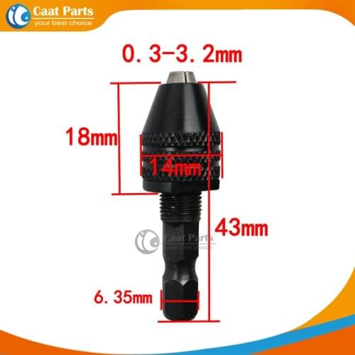 0.3-3.2mm 1/4" 6.35mm Keyless Drill Chuck Screwdriver Impact Driver Adaptor Hex Shank Drills Grinder Converter