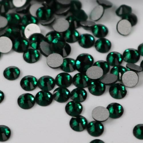 1440pcs Dark Green FlatBack Non HotFix Strass Nail art Rhinestone 3D Glass Round Crystal Stones For DIY Nails Decorations Charms