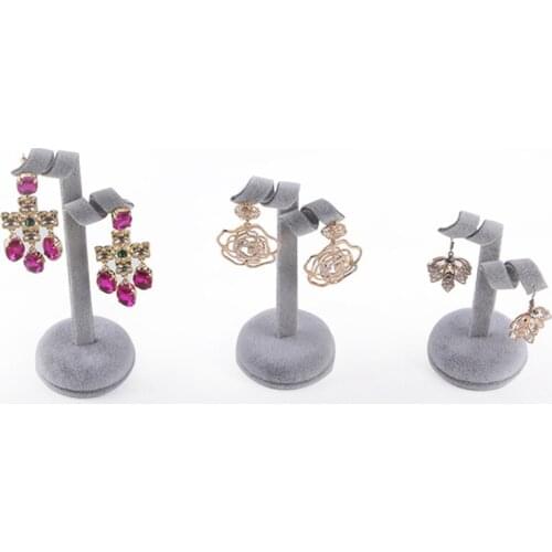 3pcs/set Gray And Black Color Velvet Earrings Display Holder or Stands Props Earrings Storage Organizer Shelf Earrings Showcase