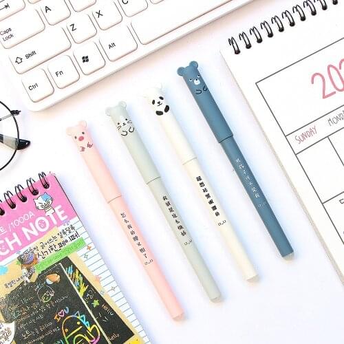 4 Pcs/lot Cartoon Animals Erasable Pen 0.35mm Cute Panda Pig Kawaii Gel Pens for School Writing Novelty Stationery Girls Gifts