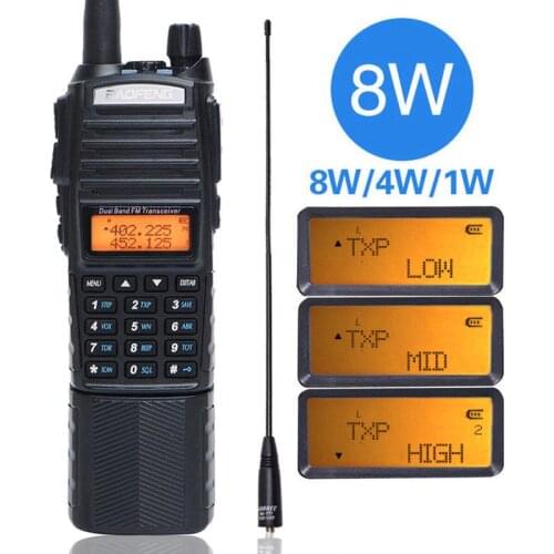 Baofeng UV-82 Plus 8W High Power DC Connector 3800mAh Walkie Talkie Dual Band 136-174&400-520mhz 10km Long Range Portable Radio