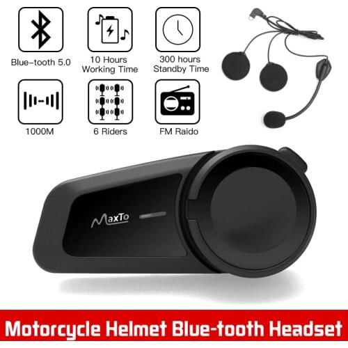 VCOROS Upgraded Version M2 Wireless Motorcycle Helmet Bluetooth Headset Real-time 6 People Group Intercom With Voice Prompt