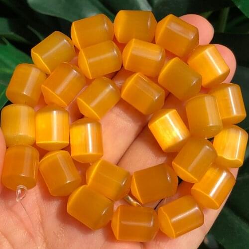 Natural Stone Dark Yellow Cat Eye Beads Loose Cylinder Spacer Beads for Jewelry Making DIY Bracelet Necklace Finding Accessories