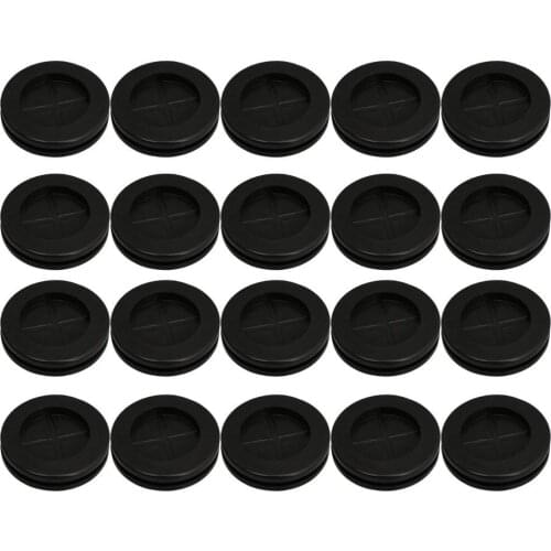 Groove Black Round Shape Double Sided Closed Blanking Blind Rubber Wiring Wire Grommets Gaskets Protector Ring 30mm 20PCS