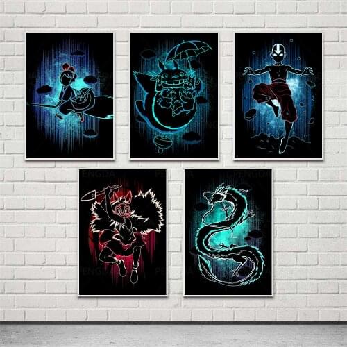 Home Decorative Classic Anime Role Canvas HD Prints Miyazaki Hayao Paintings Modular Cool Neon Light Pictures Wall Art Poster
