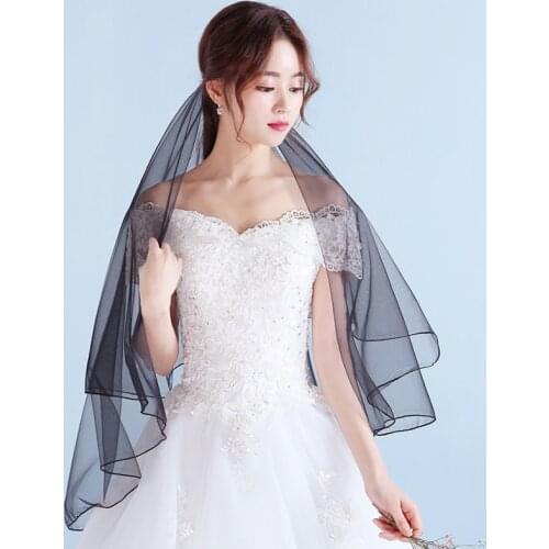 Fancy Black Wedding Veil Soft tulle 2m Wedding Veils 2020 New Arrival Free Shipping