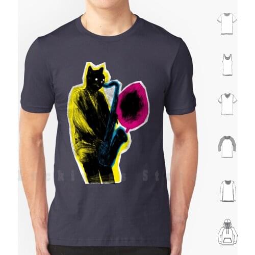 Jazz Cat Number One T Shirt DIY Cotton Big Size 6xl Cat Cats Jazz Music Graphic Saxophone Musical Instrument Pop Pop Culture Cmy