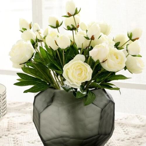 30cm Peony Artificial Flowers Silk Bouquet 4 Heads Fake Flower For Wedding Living Room Bedroom Desk Decoration Indoor