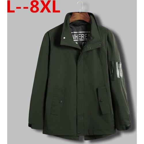 Quality Bomber Solid Casual Jacket Men Spring Autumn Outerwear Mandarin Sportswear Mens Jackets for Male Coats 5XL 6XL 7XL 8XL