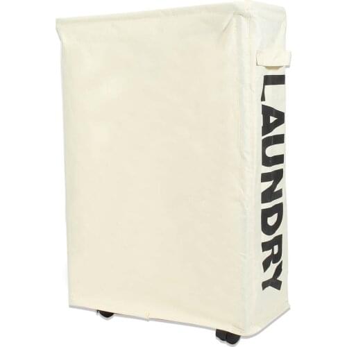 Rolling Laundry Basket Dirty Clothes Storage Corner Slim Organizer Waterproof Collapsible Oxford Laundry Hamper with Wheels