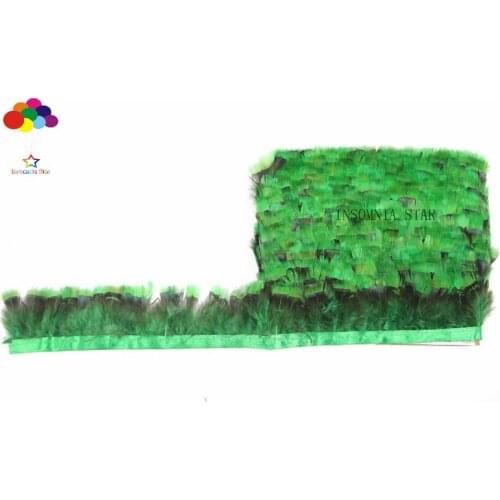 10 yards high quality pheasant feather trim green cloth sideband 4-6cm wide for skirt wedding dress party DIY crafts carnival
