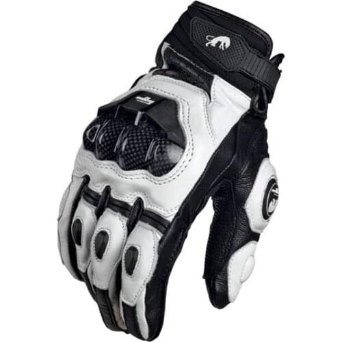 Mens Women 4 Season Driving Supertech Black/White Motorcycle Leather Gloves Racing Glove Motorbike Cowhide racing bike knight