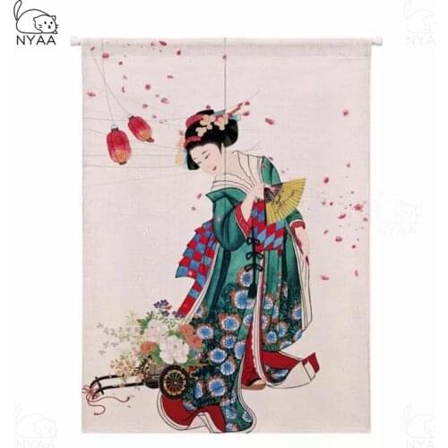 NYAA Cotton Linen Curtain Half Curtain Japanese Kitchen Bedroom Home Decoration Partition Curtain Bathroom Curtain