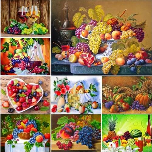 5D DIY Diamond Painting Full Square/Round Fruit Still Life Cross Stitch Kits Embroidery Mosaic Picture of Rhinestones Decor Gift