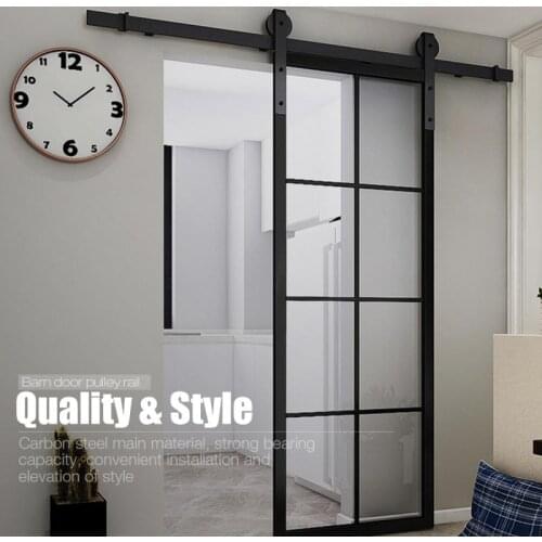 Safety Hardware Wood Barn Door Hanging Rail Home Sliding Door Barn Track Hardware Sliding Door Slide Kit HWC