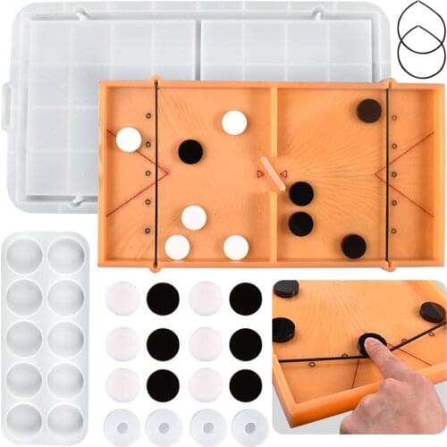 Slingshot Table Hockey Party Game Crystal Epoxy Resin Mold Bouncing Chess Hockey Game Silicone Mould DIY Crafts Casting Tools